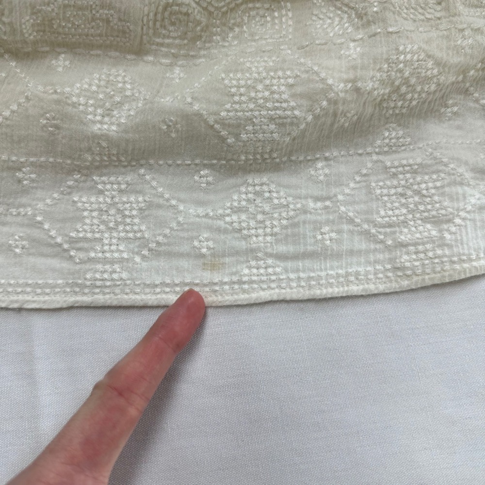 Ralph Lauren Tiered Midi Skirt XL Embroidered Boho Western Cottage Pull On Cream - Picture 5 of 7
